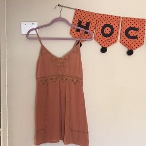 Amuse Society Burnt Orange Dress with Knit Details